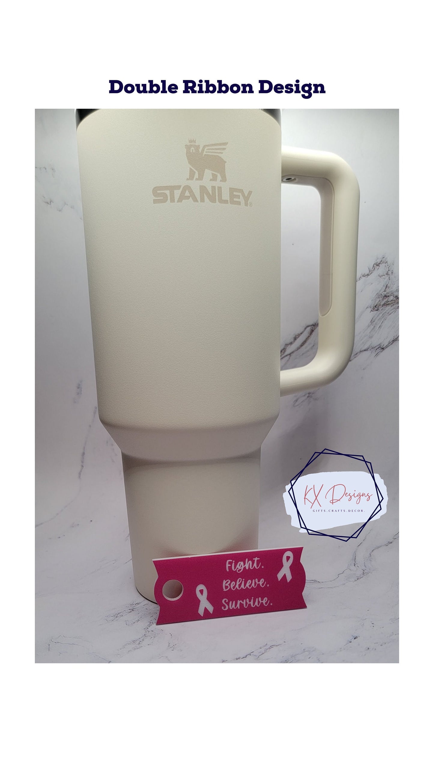 40 oz. Personalized Breast Cancer Awareness Name Plate | Custom Name Tag | Stanley Topper | Tumbler Cup | Bulk options