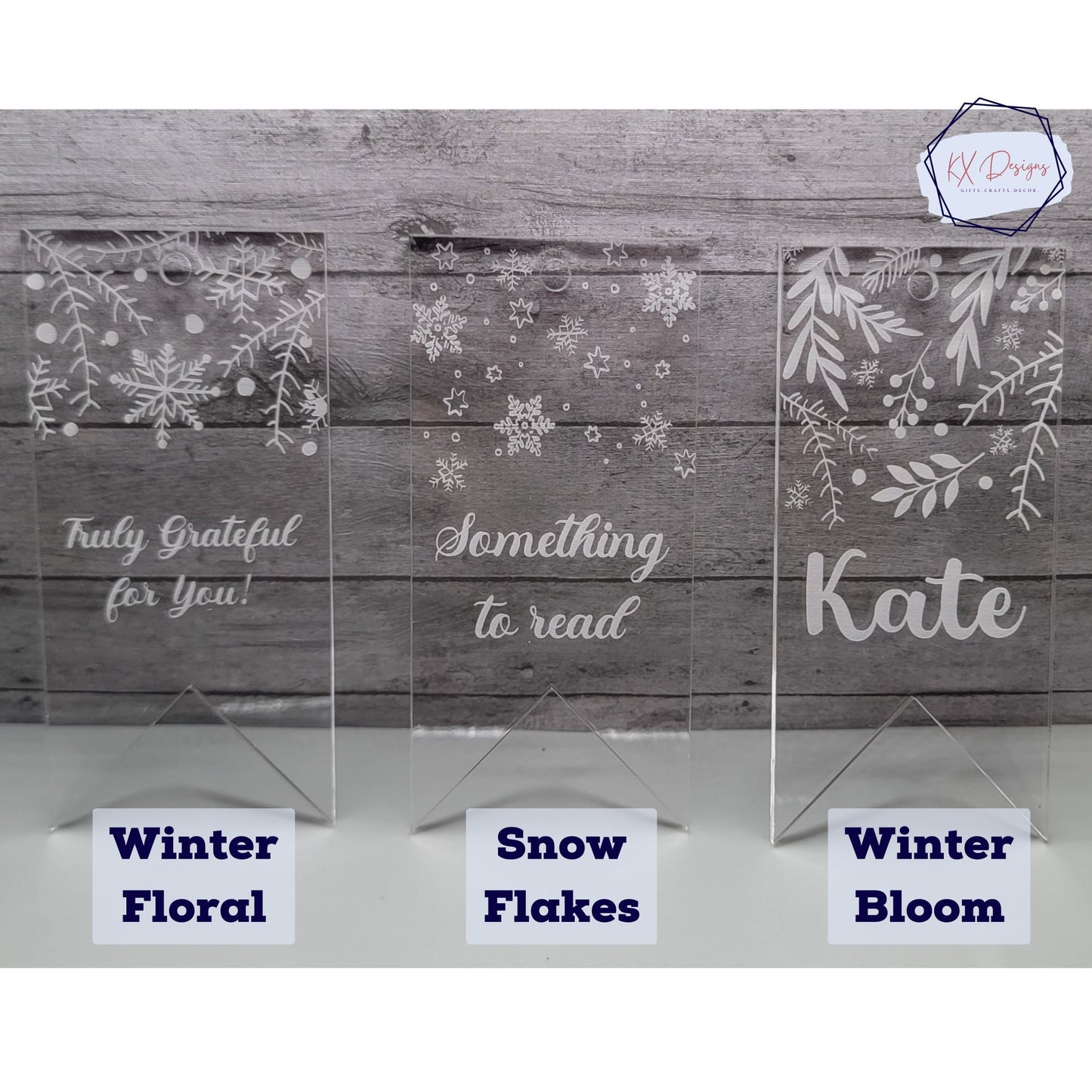 Winter Gift Tags, Name Tags, Wooden and Acrylic Gift Tags, Personalized, Engraved, ribbon options, Bulk options: see description