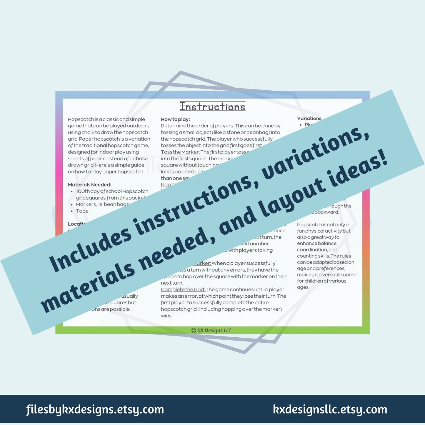 100th Day of School Hopscotch Game - Color & Black/White option - Fun Learning Math Activity for Kids - Instant Download Educational Game