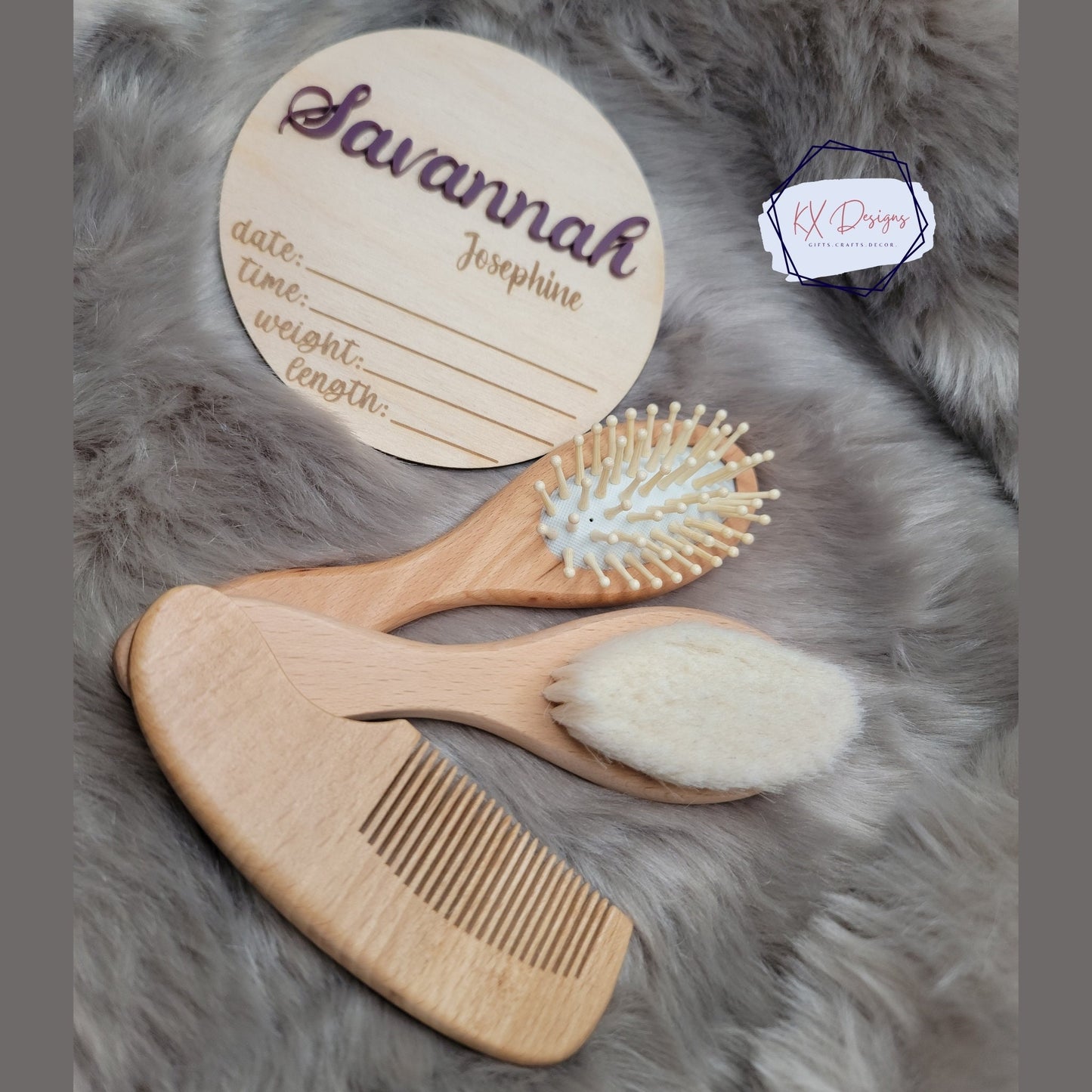 Baby Brush & Comb Set, Gift for newborn, Personalized, Baby Name Reveal, Baby Shower Gift, Nursery Decor, Bundle
