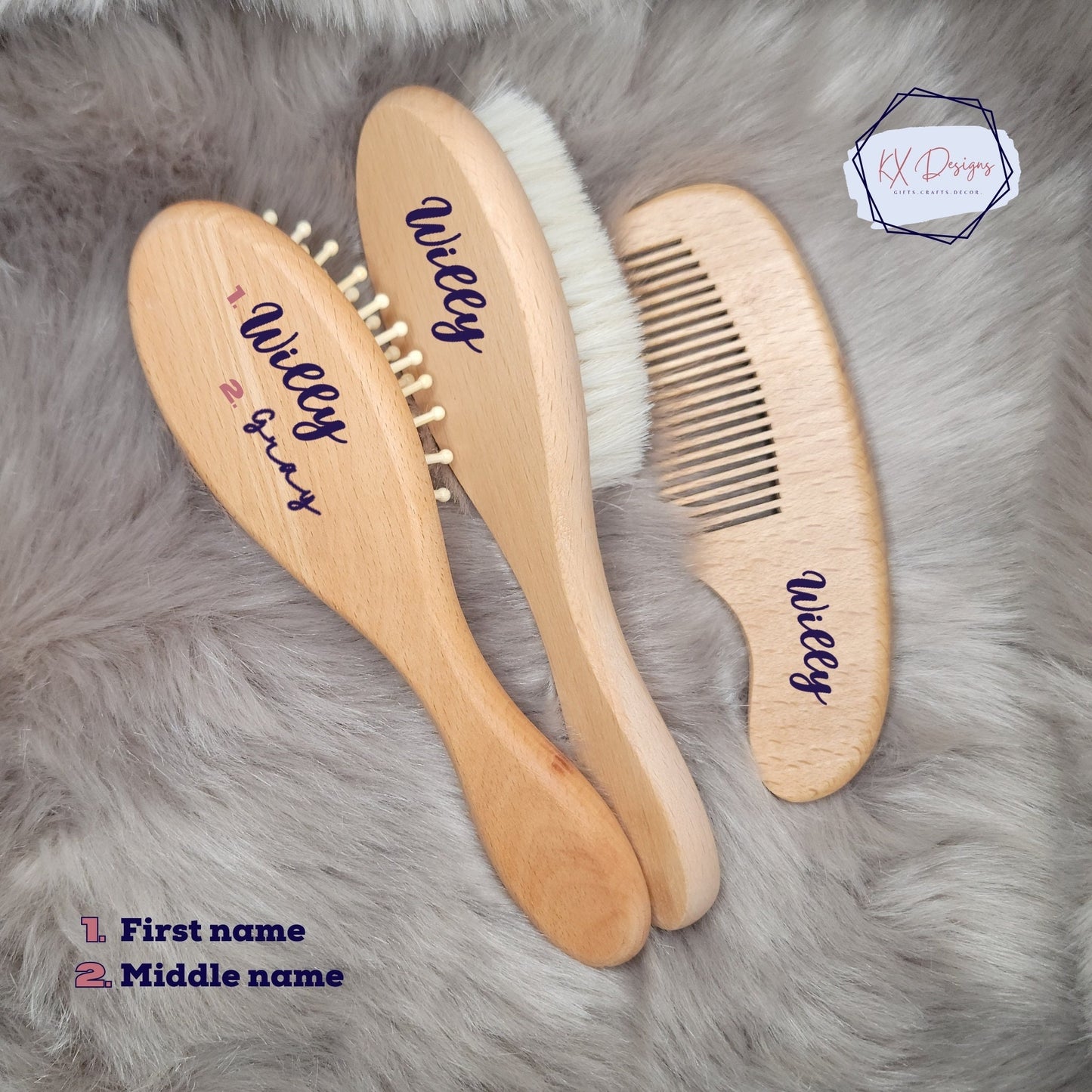 Baby Brush & Comb Set, Gift for newborn, Personalized, Baby Name Reveal, Baby Shower Gift, Nursery Decor, Bundle