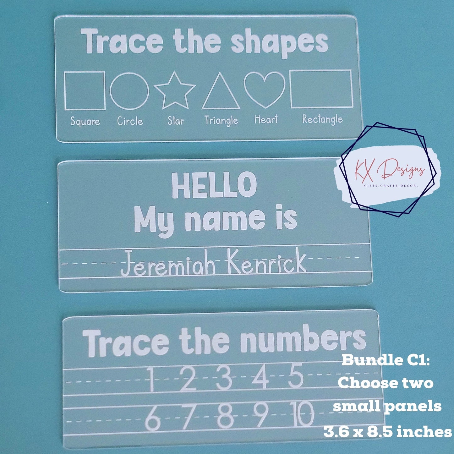 Tracing Panel Letters, Numbers, Name, Shapes, Blank, Daily Affirmations, Acrylic, School Readiness, Various Designs, Preschool, Kindergarten