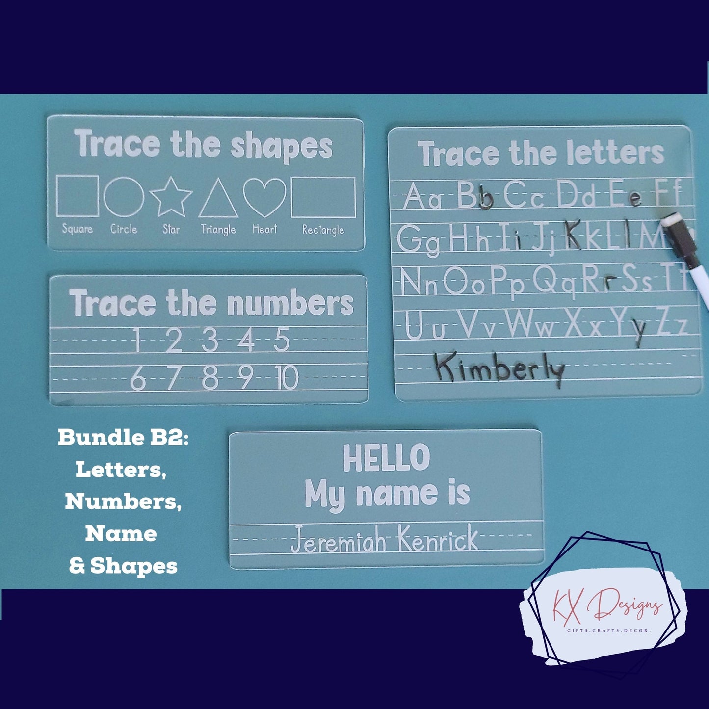 Tracing Panel Letters, Numbers, Name, Shapes, Blank, Daily Affirmations, Acrylic, School Readiness, Various Designs, Preschool, Kindergarten