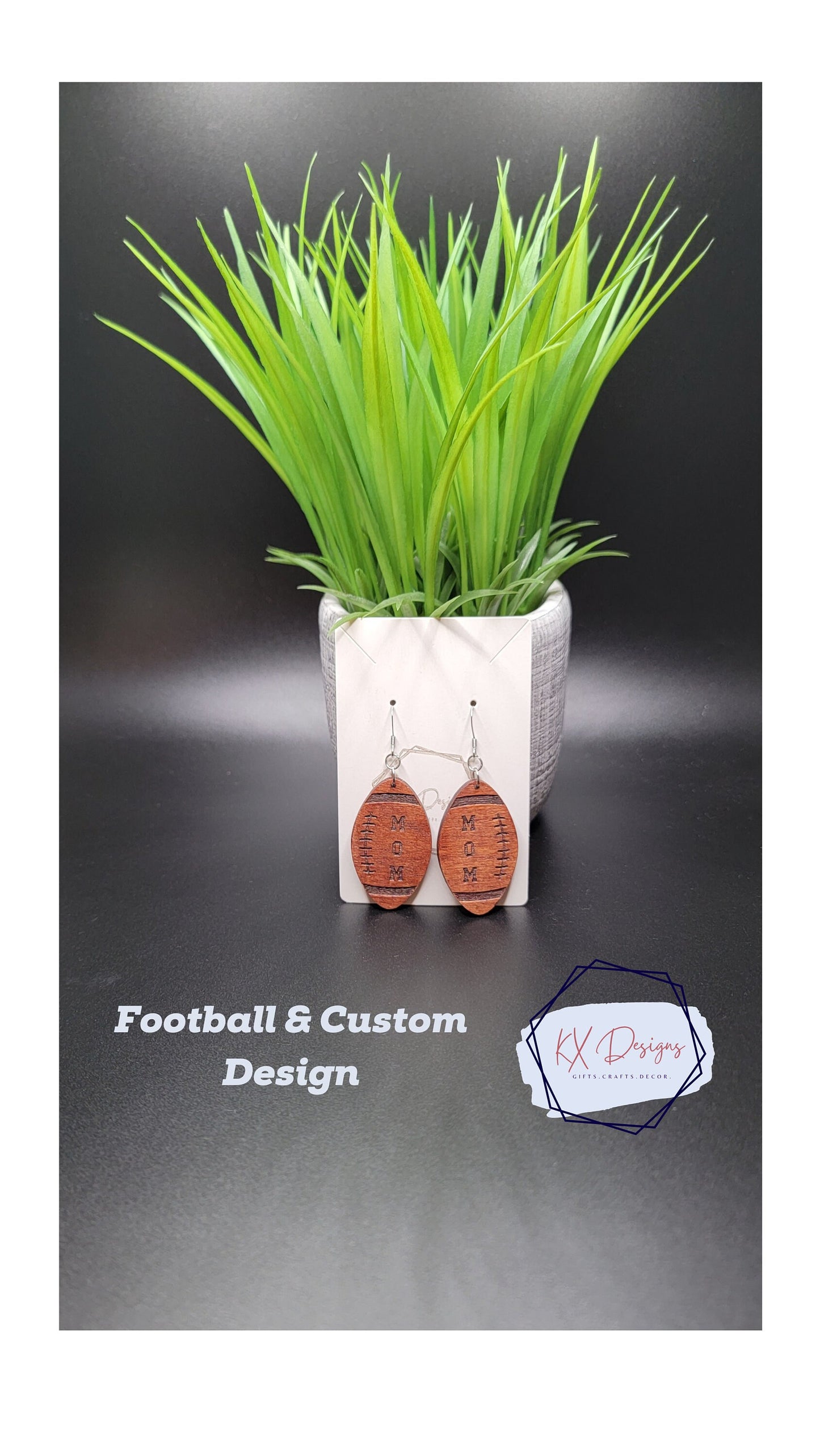 Wood/ Acrylic Personalized NFL NCAA Football earrings