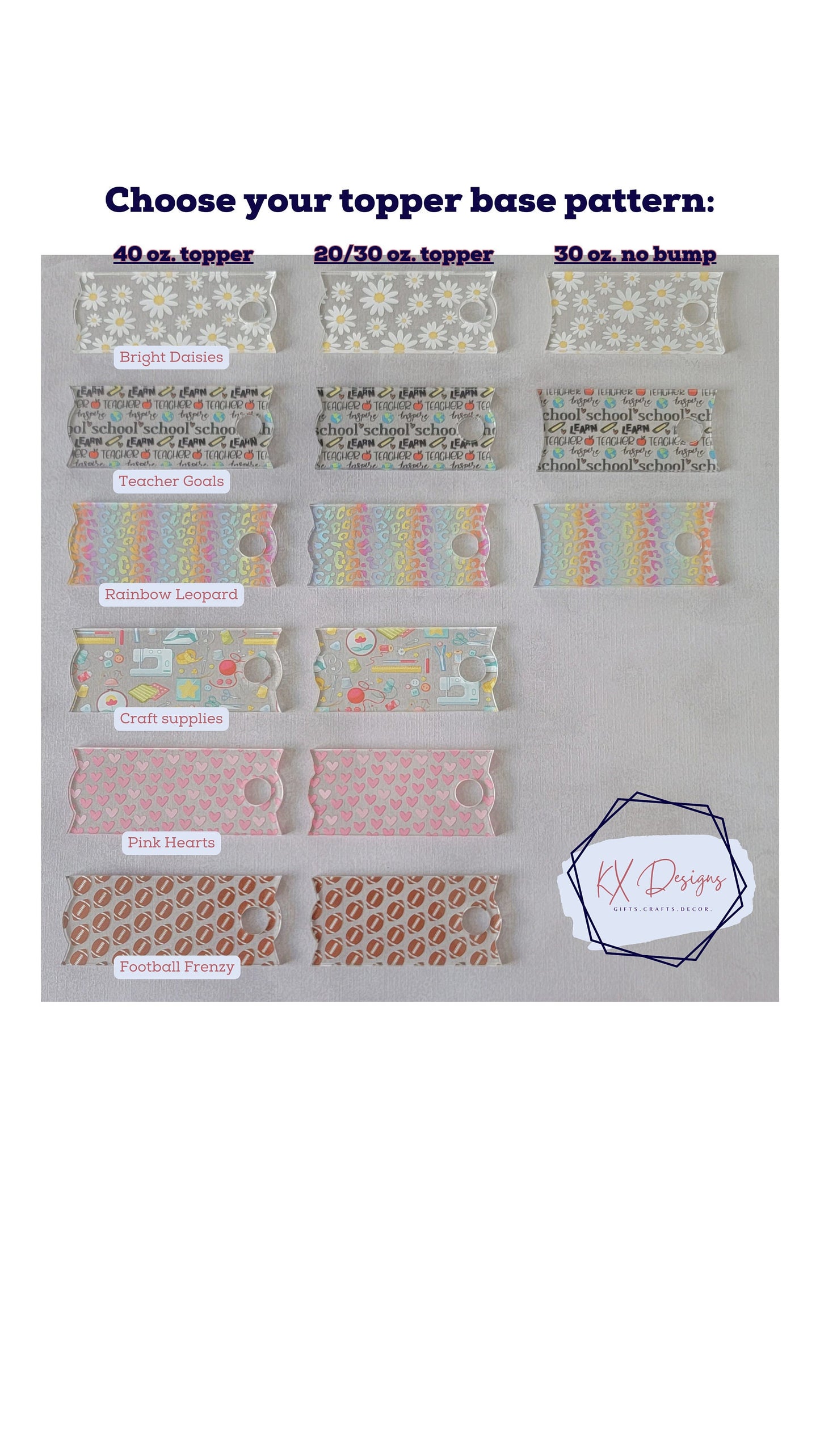 Pl 40 oz. Personalized Name Plate | Custom Name Tag | Stanley Topper | Tumbler Cup | Clear Acrylic with 12 different patterns