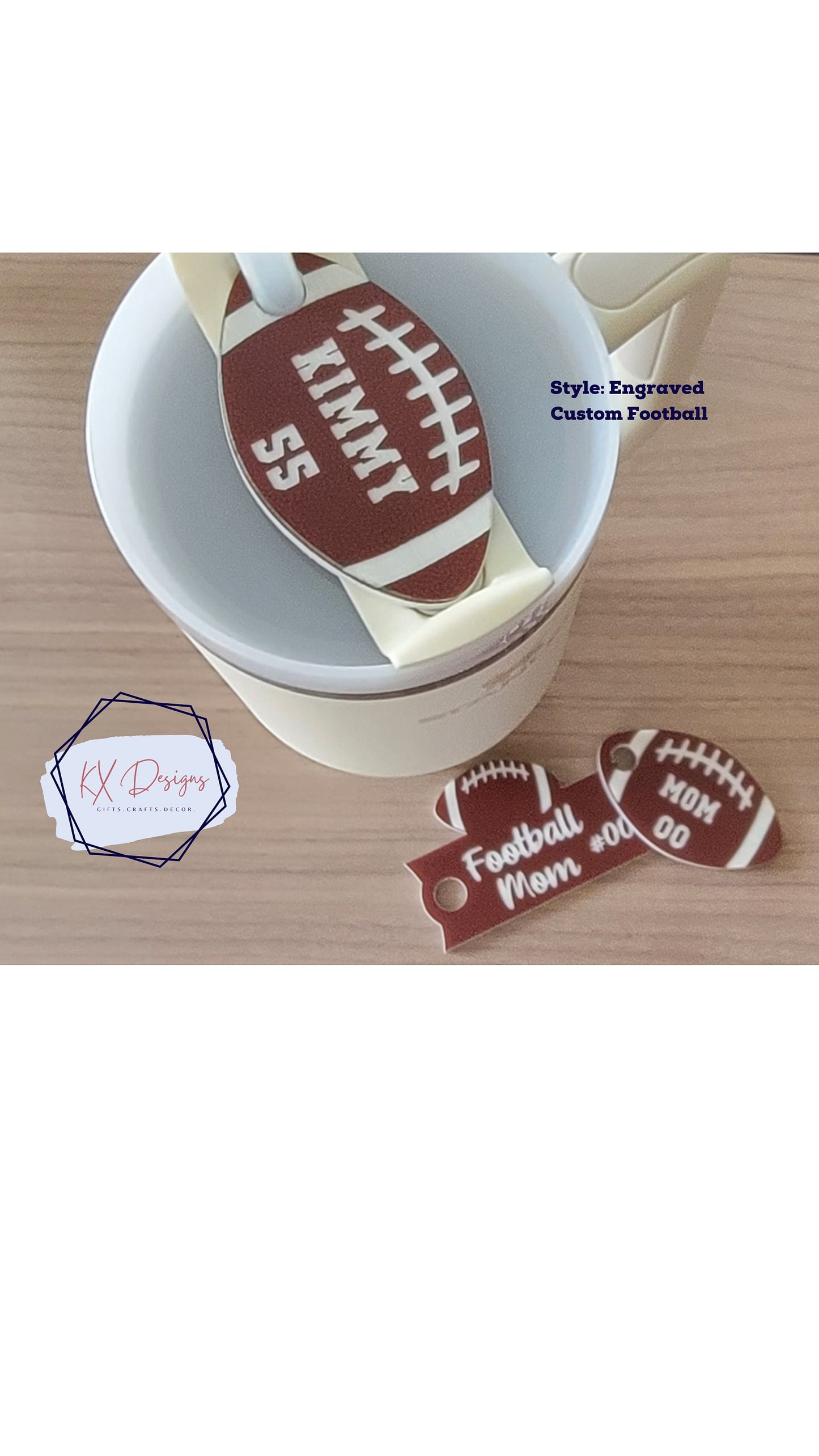 Football Name Plate | Custom Name Tag | Stanley Topper | Tumbler Cup | Game Day, Super bowl, Football mom, High School Athlete, Cheerleaders