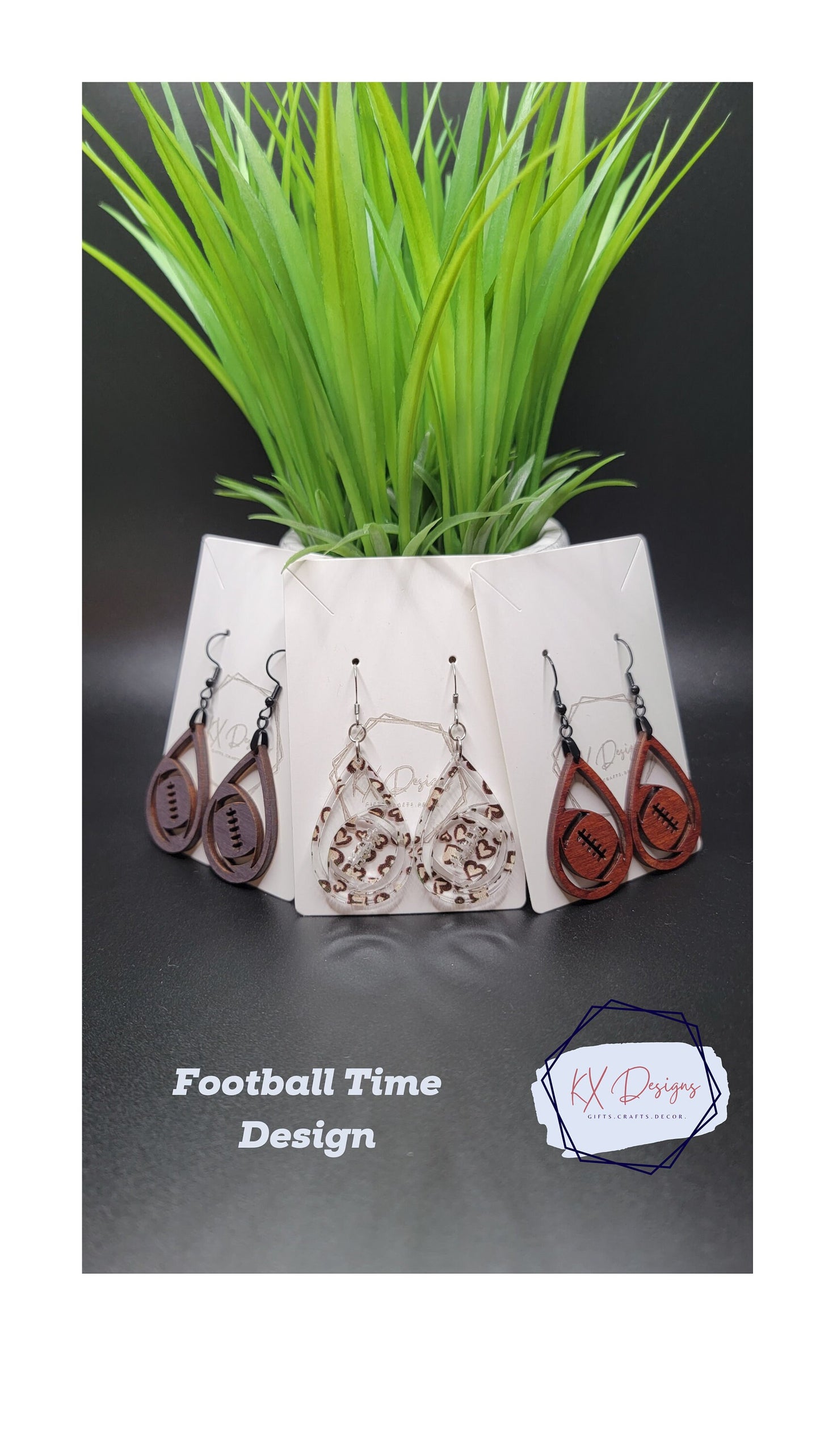 Wood/ Acrylic Personalized NFL NCAA Football earrings