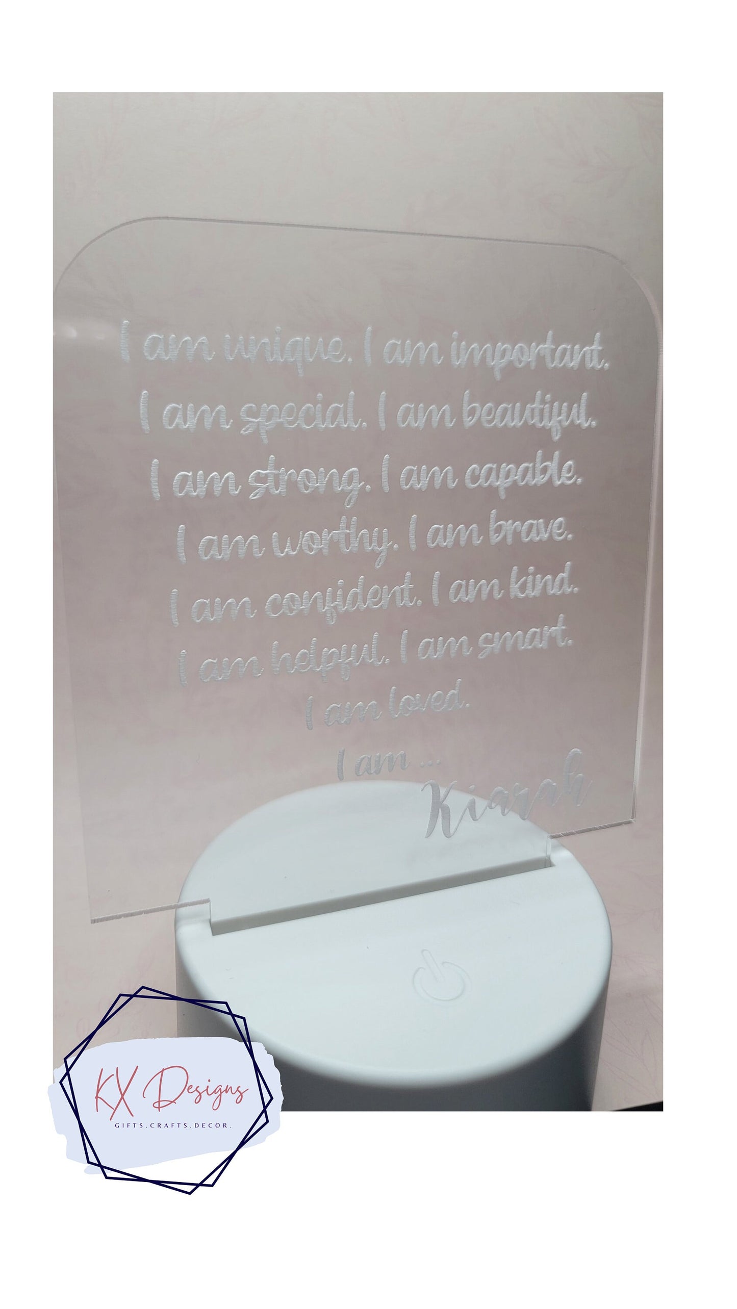 Custom Positive Affirmations Acrylic LED night lights for kids