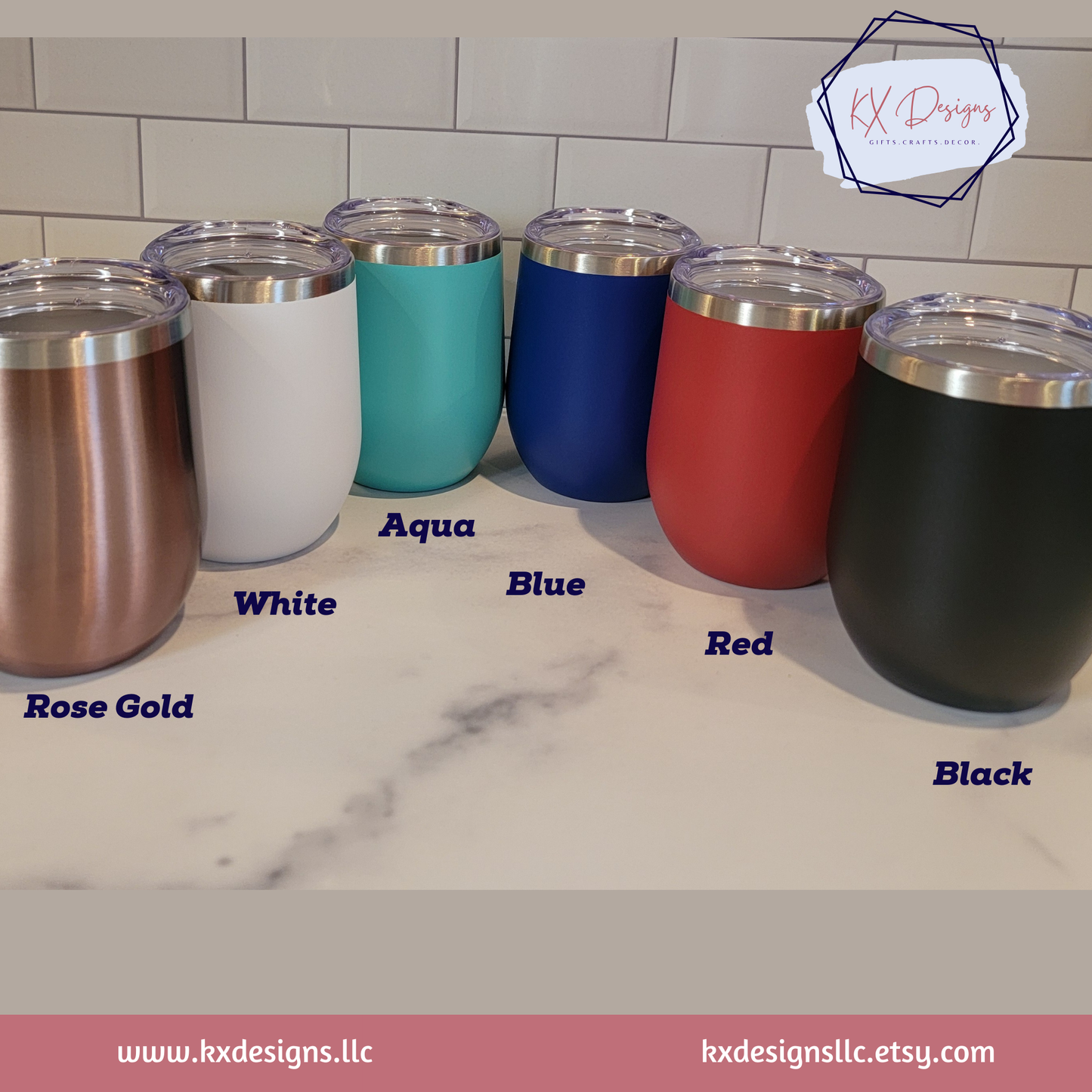 Laser engraved wine tumbler | Various Colors, Designs