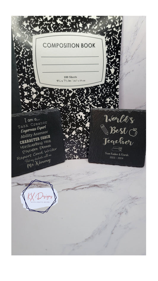 Personalized Laser Engraved Slate Coasters | Teacher gift, First day of school gift, Teacher Appreciation gifts, School events, Homeschool