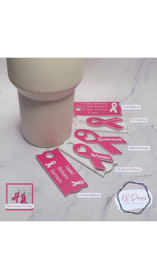 40 oz. Personalized Breast Cancer Awareness Name Plate | Custom Name Tag | Stanley Topper | Tumbler Cup | Bulk options