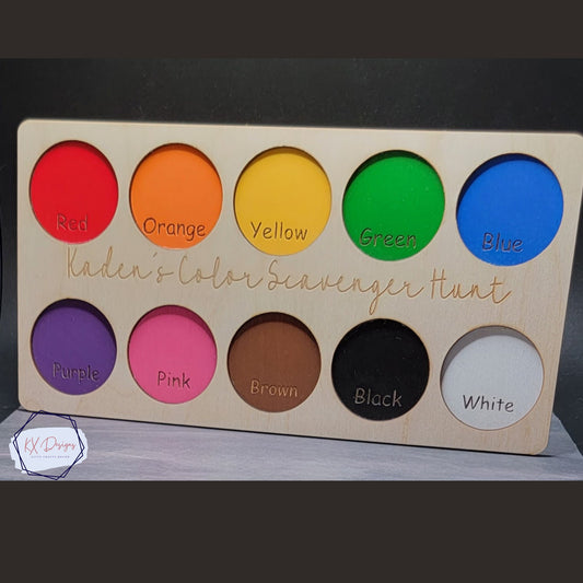 Color Scavenger Hunt Custom Gift for Kids, Wooden Hands-on Montessori Learning Board, color recognition, color sorting learn through play