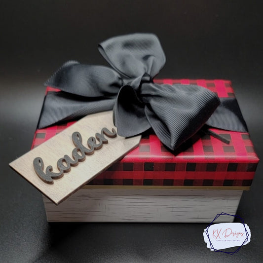 Custom 3D Gift Name Tags, wooden gift tags, personalized, wood stain options, 3D name color options, Bulk options: see description