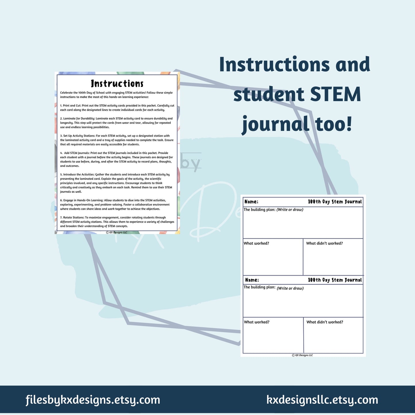 100th Day of School STEM activities - Grades K-5 STEM Fun | Instant Download | Stem Journal Included