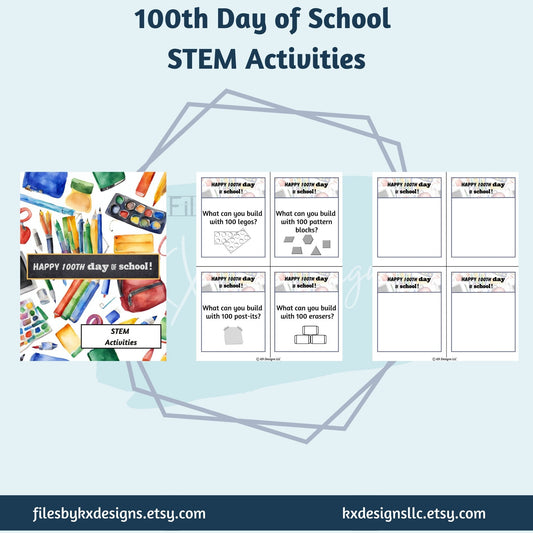 100th Day of School STEM activities - Grades K-5 STEM Fun | Instant Download | Stem Journal Included