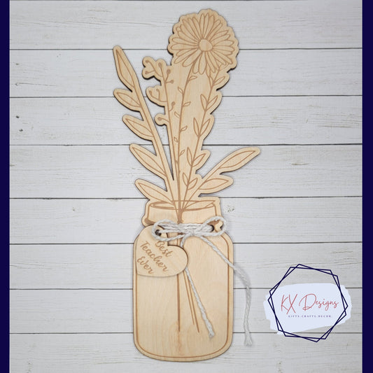 Personalized Engraved Wooden Mason Jar Bouquet, Gift for Special Person, Gift for loved one, Teacher, Add a note, Kids Gift Paint Project