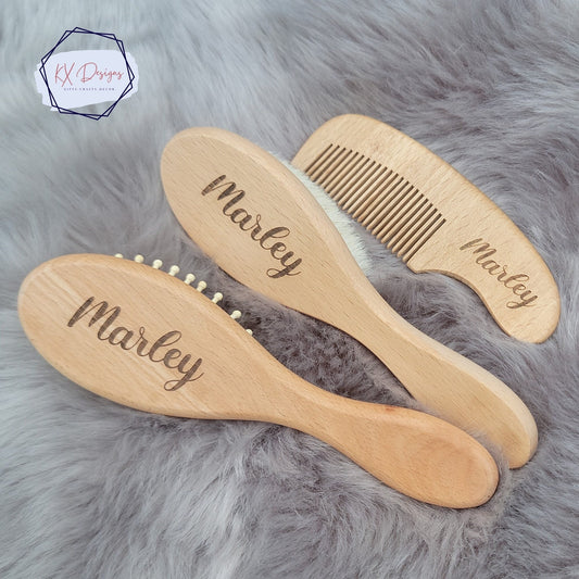 Baby Brush & Comb Set, Gift for newborn, Personalized, Baby Name Reveal, Baby Shower Gift, Nursery Decor, Bundle