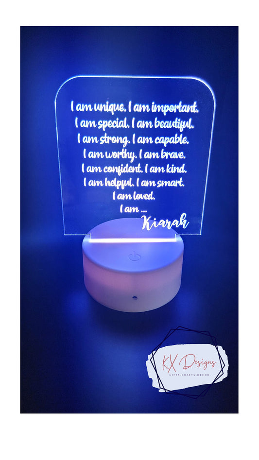 Custom Positive Affirmations Acrylic LED night lights for kids