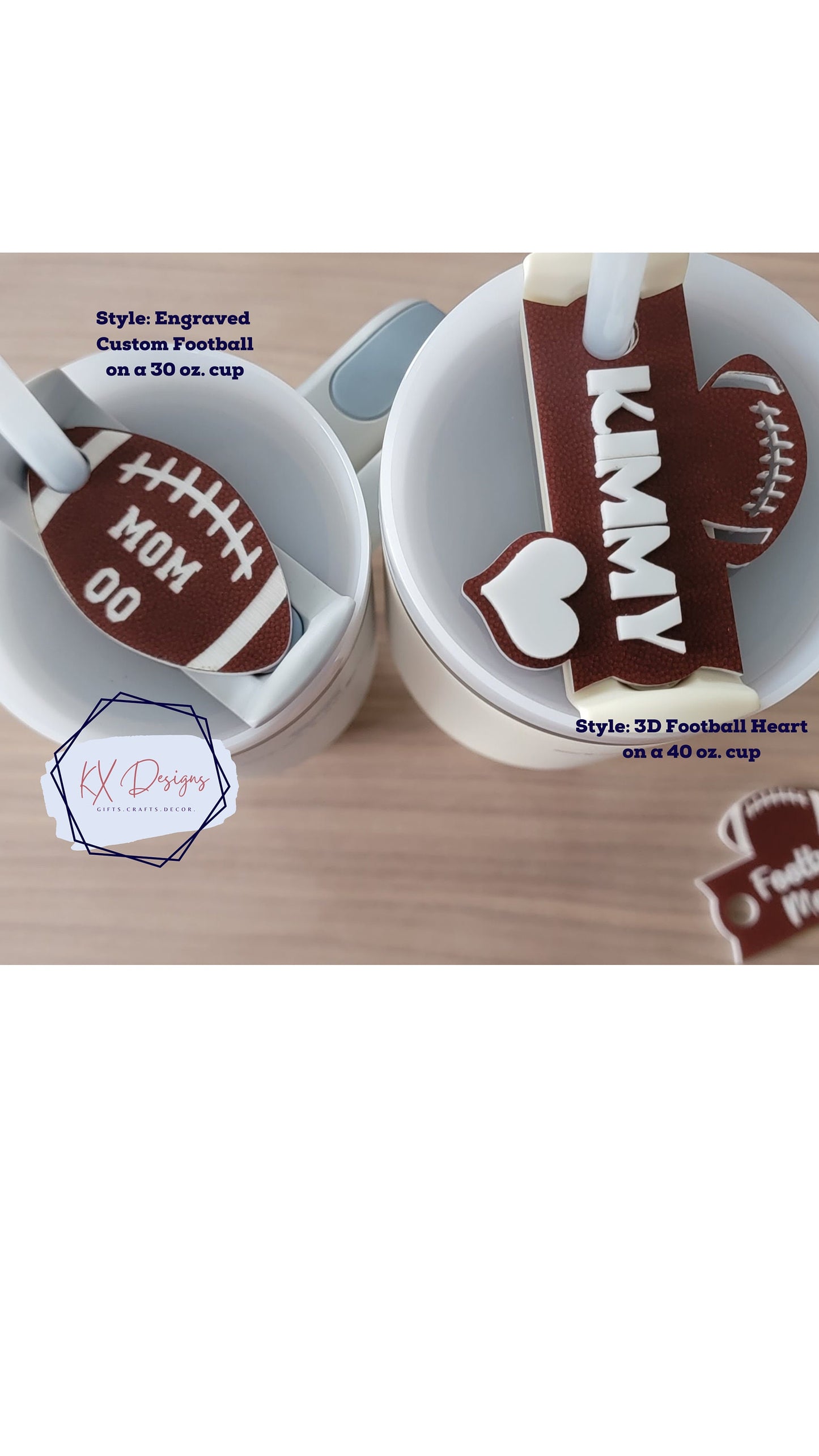 Football Name Plate | Custom Name Tag | Stanley Topper | Tumbler Cup | Game Day, Super bowl, Football mom, High School Athlete, Cheerleaders