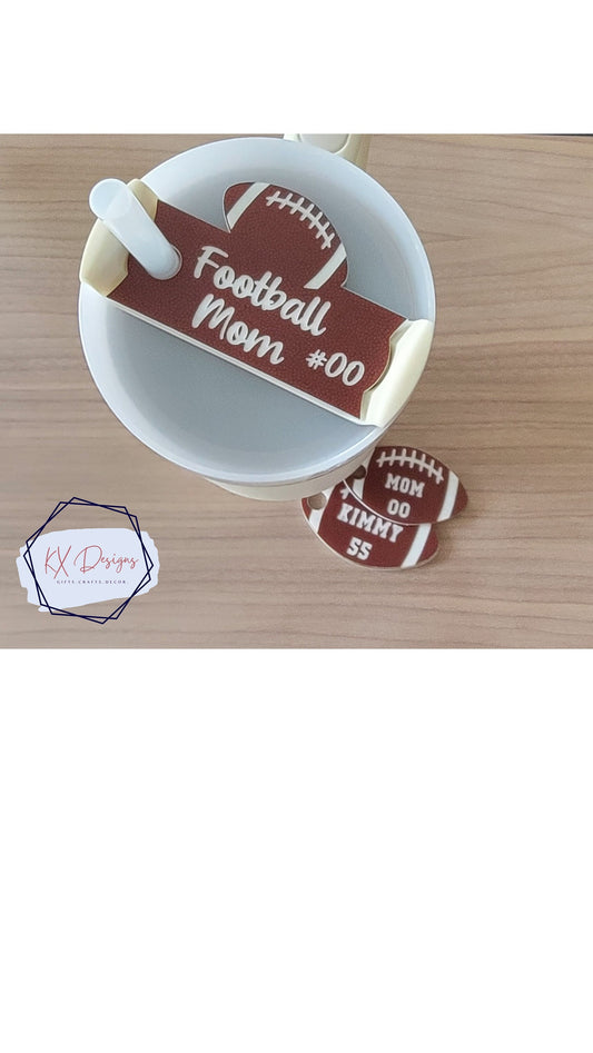 Football Name Plate | Custom Name Tag | Stanley Topper | Tumbler Cup | Game Day, Super bowl, Football mom, High School Athlete, Cheerleaders