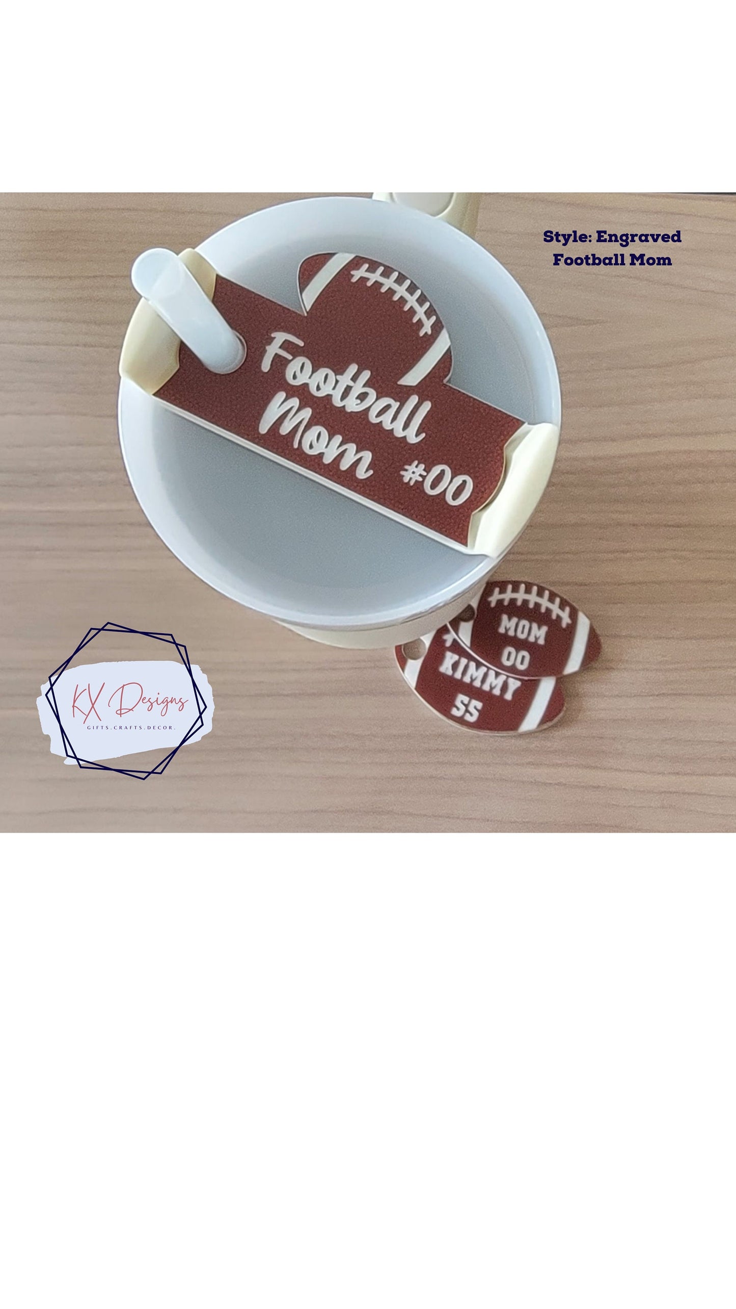 Football Name Plate | Custom Name Tag | Stanley Topper | Tumbler Cup | Game Day, Super bowl, Football mom, High School Athlete, Cheerleaders